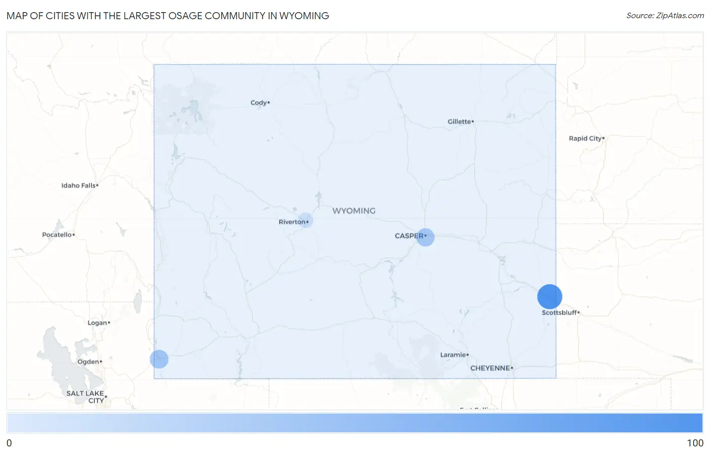 Cities with the Largest Osage Community in Wyoming Map