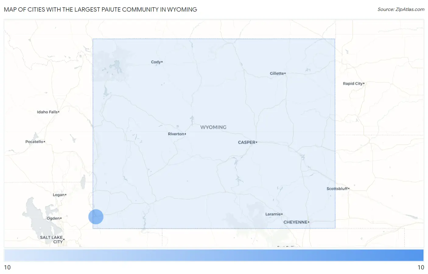 Cities with the Largest Paiute Community in Wyoming Map