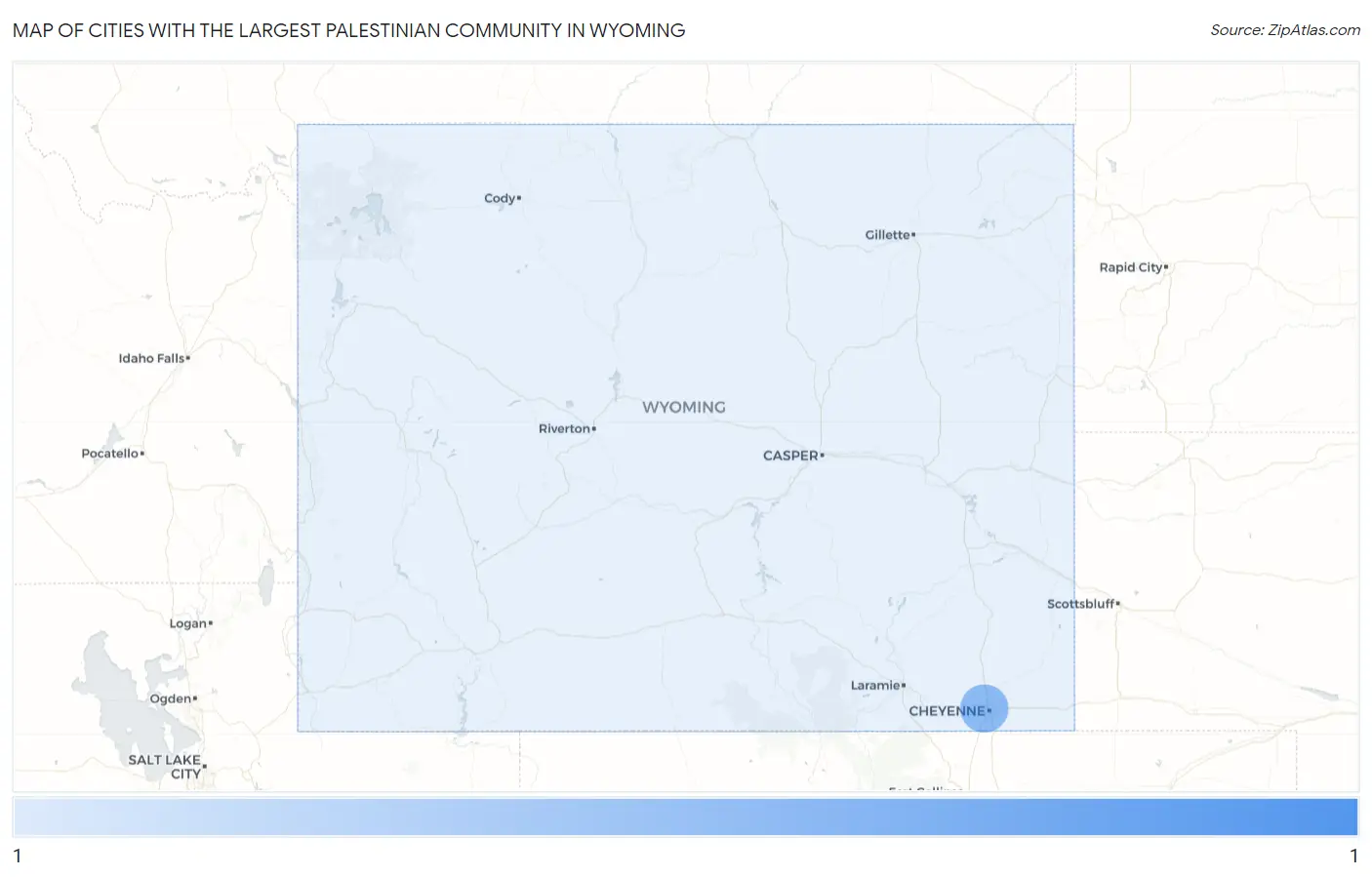 Cities with the Largest Palestinian Community in Wyoming Map
