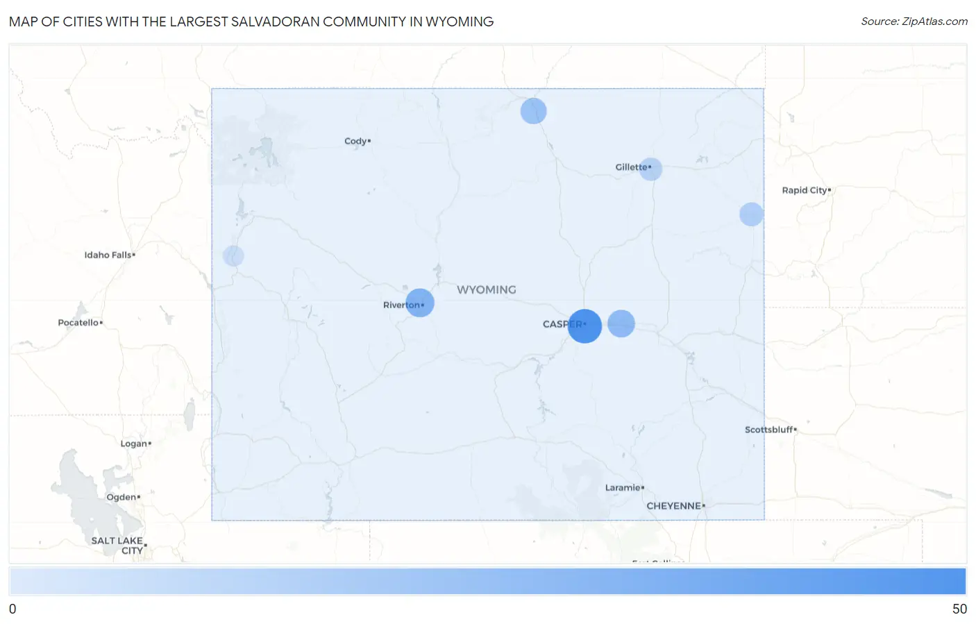 Cities with the Largest Salvadoran Community in Wyoming Map