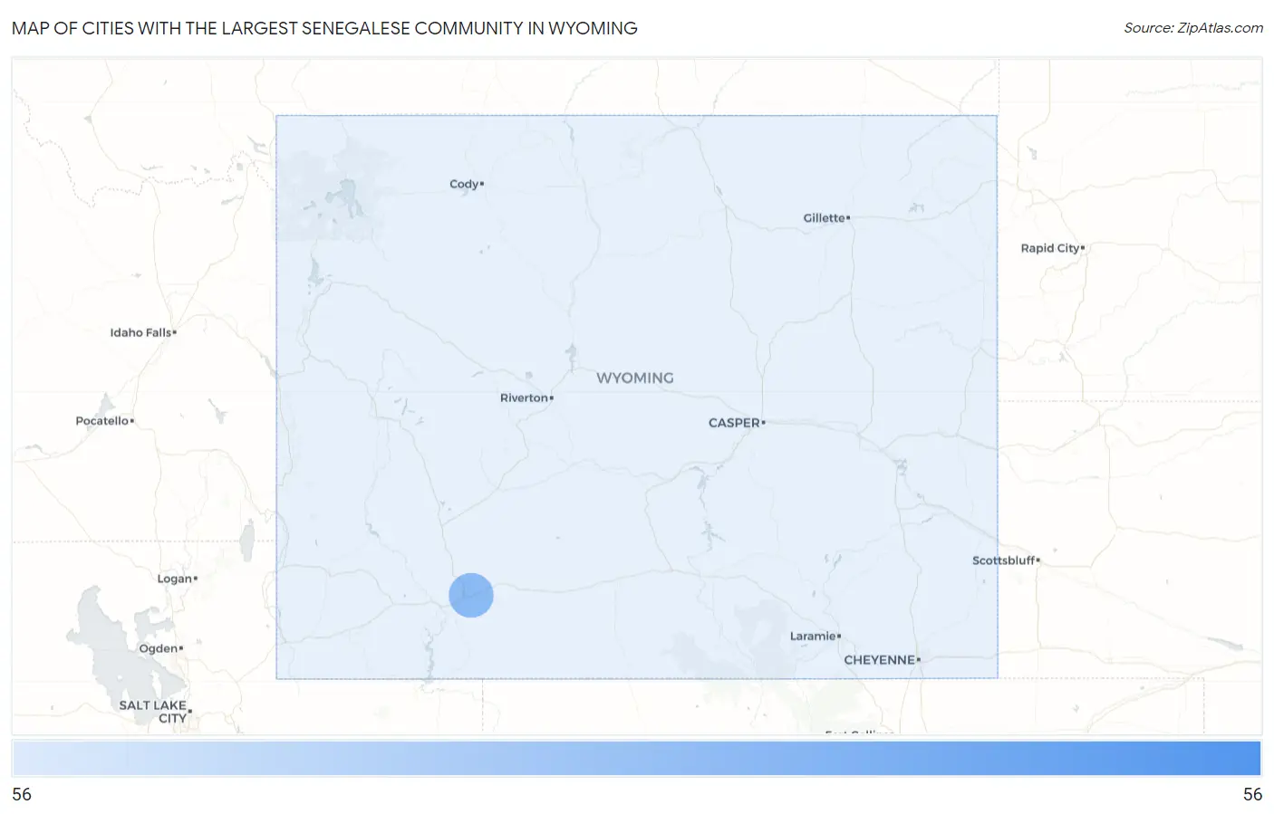 Cities with the Largest Senegalese Community in Wyoming Map