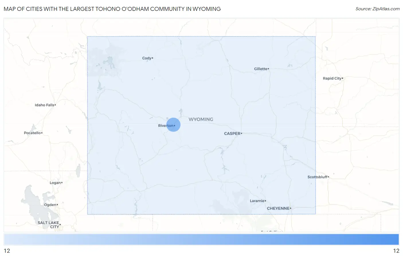 Cities with the Largest Tohono O'Odham Community in Wyoming Map