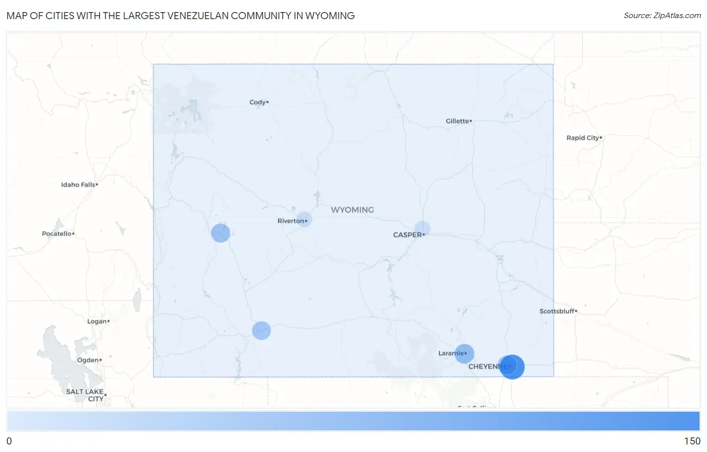 Cities with the Largest Venezuelan Community in Wyoming Map