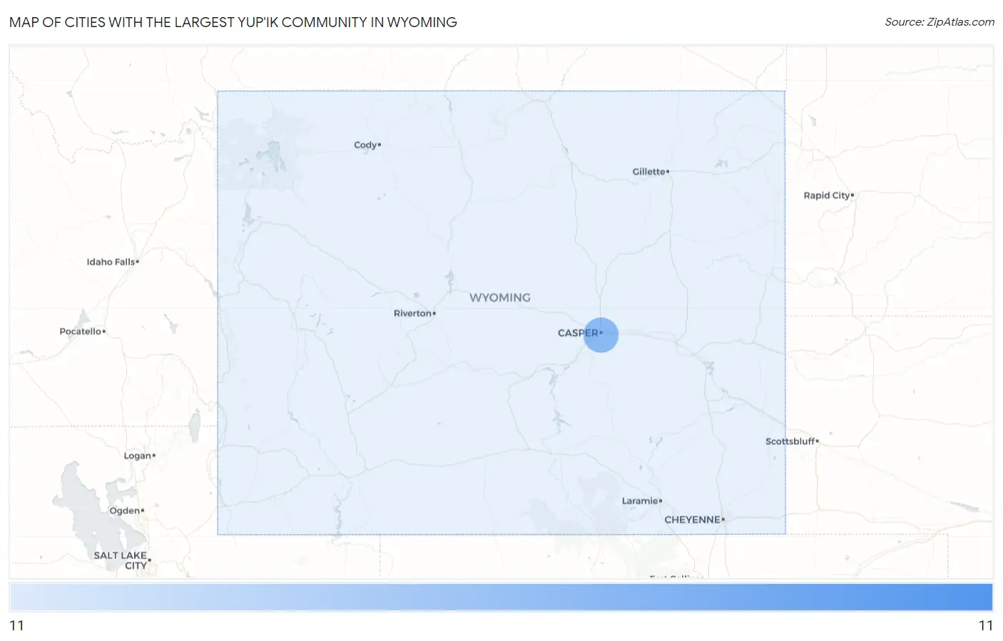 Cities with the Largest Yup'ik Community in Wyoming Map