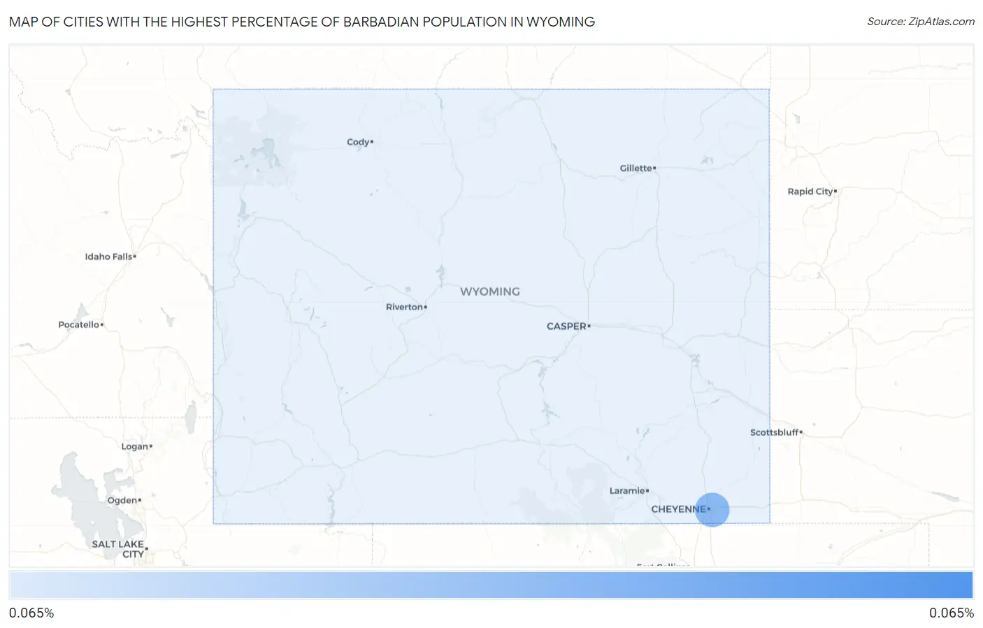 Cities with the Highest Percentage of Barbadian Population in Wyoming Map