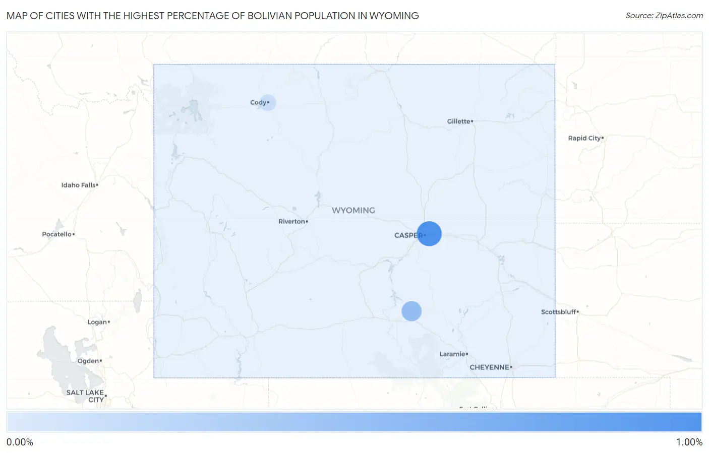 Cities with the Highest Percentage of Bolivian Population in Wyoming Map
