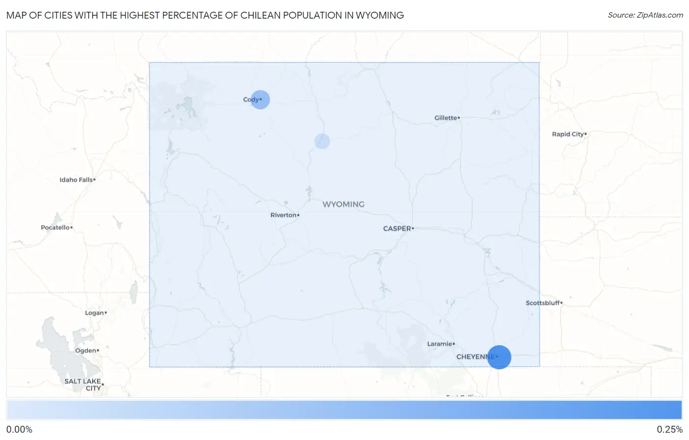 Cities with the Highest Percentage of Chilean Population in Wyoming Map