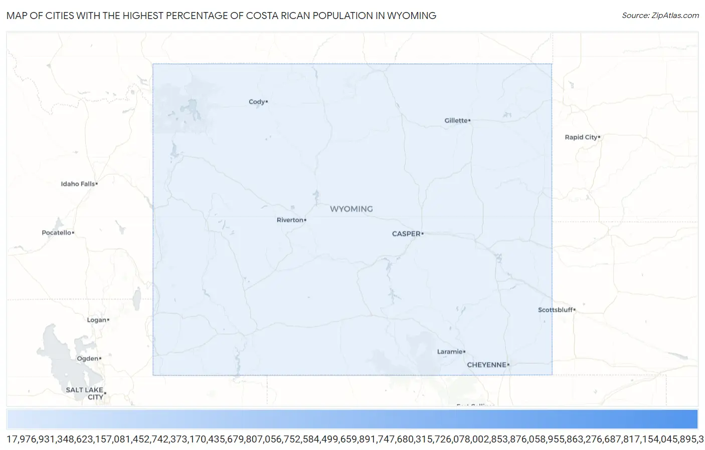 Cities with the Highest Percentage of Costa Rican Population in Wyoming Map