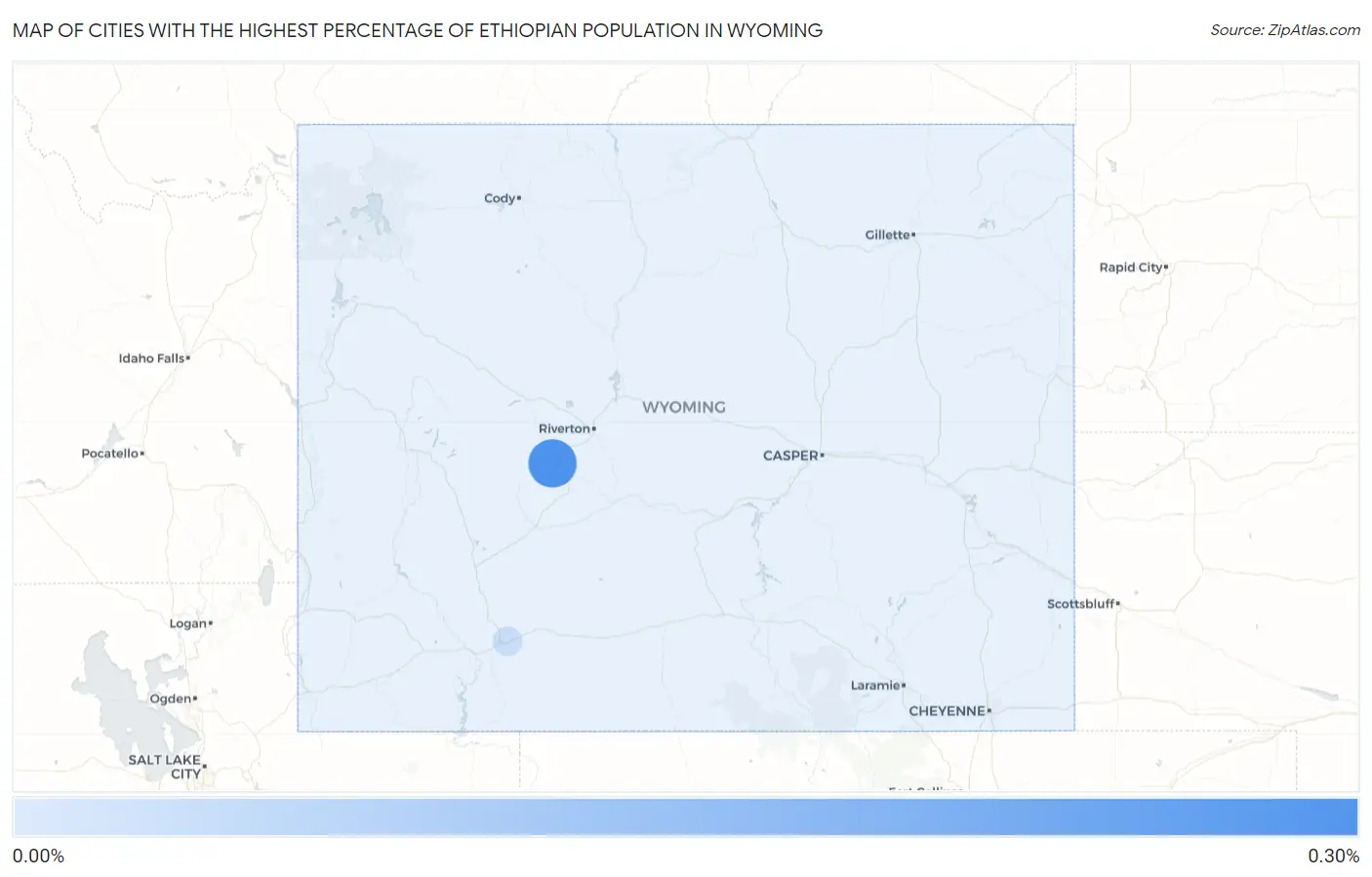 Cities with the Highest Percentage of Ethiopian Population in Wyoming Map