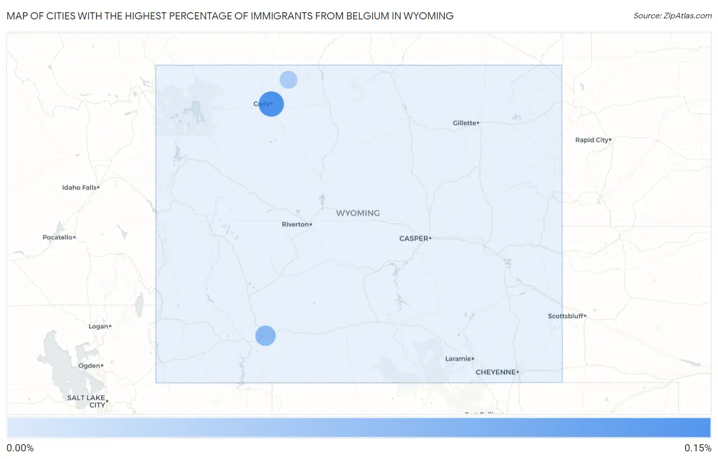 Cities with the Highest Percentage of Immigrants from Belgium in Wyoming Map