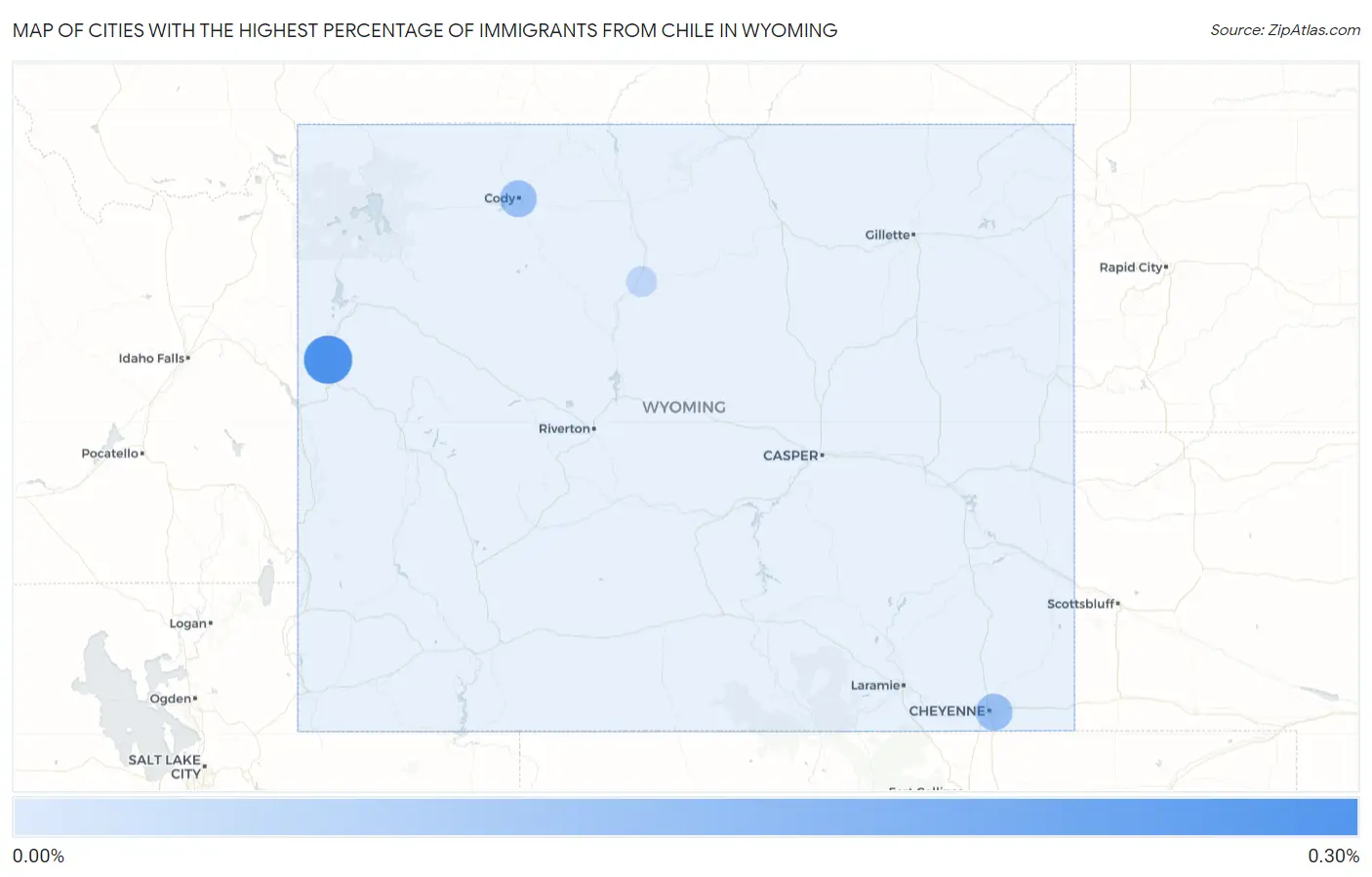 Cities with the Highest Percentage of Immigrants from Chile in Wyoming Map
