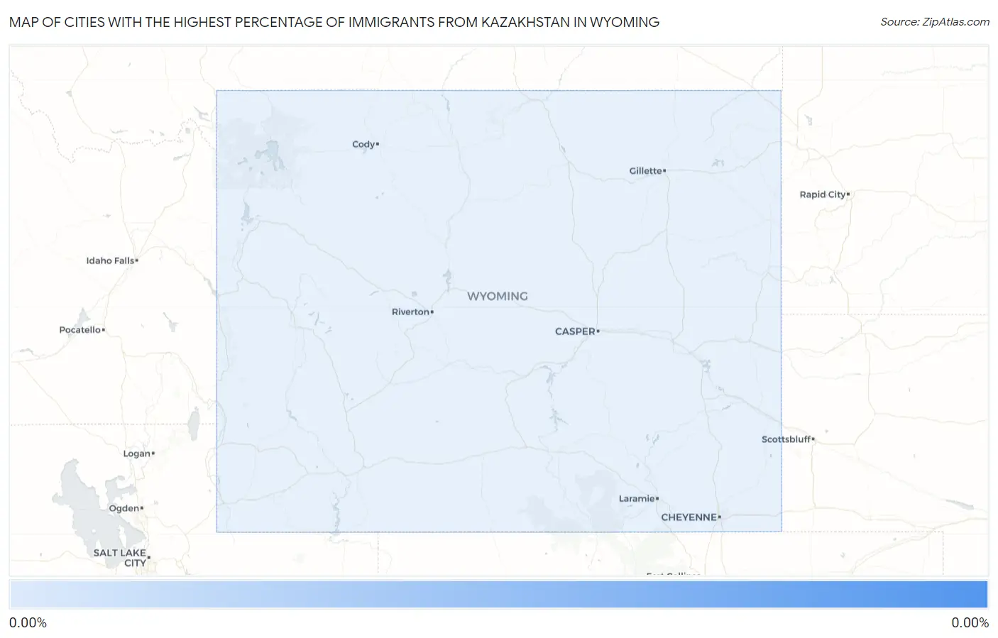 Cities with the Highest Percentage of Immigrants from Kazakhstan in Wyoming Map