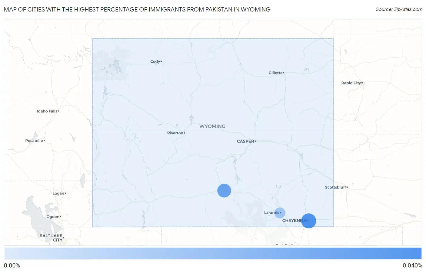 Cities with the Highest Percentage of Immigrants from Pakistan in Wyoming Map
