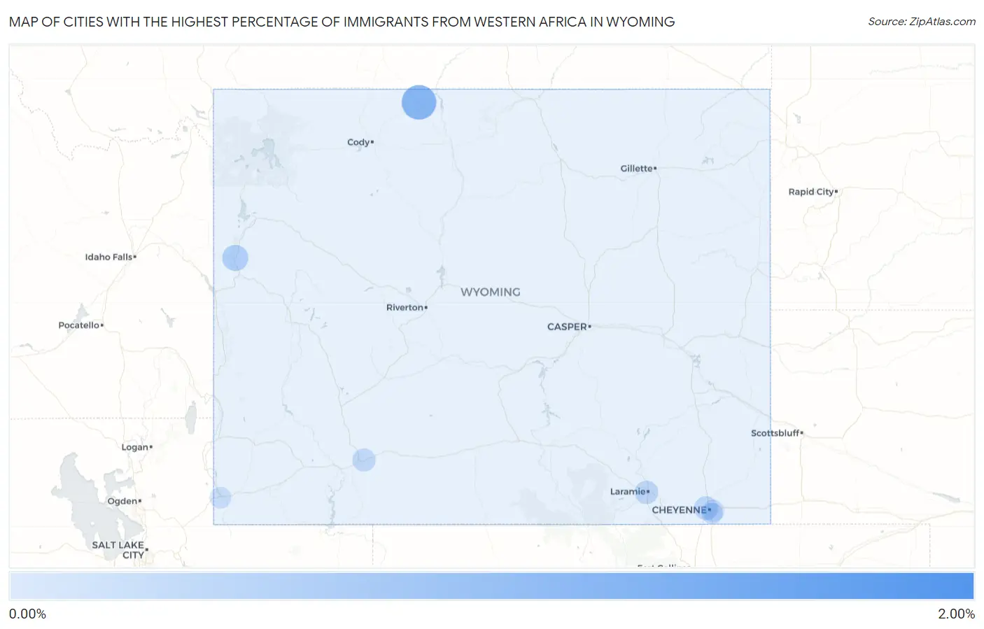 Cities with the Highest Percentage of Immigrants from Western Africa in Wyoming Map