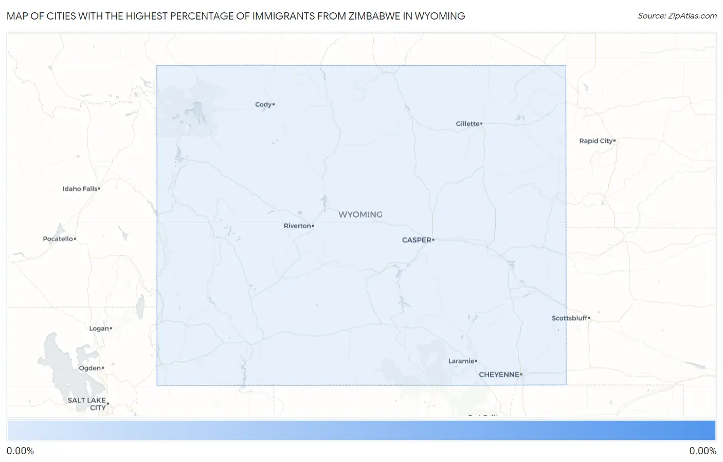 Cities with the Highest Percentage of Immigrants from Zimbabwe in Wyoming Map