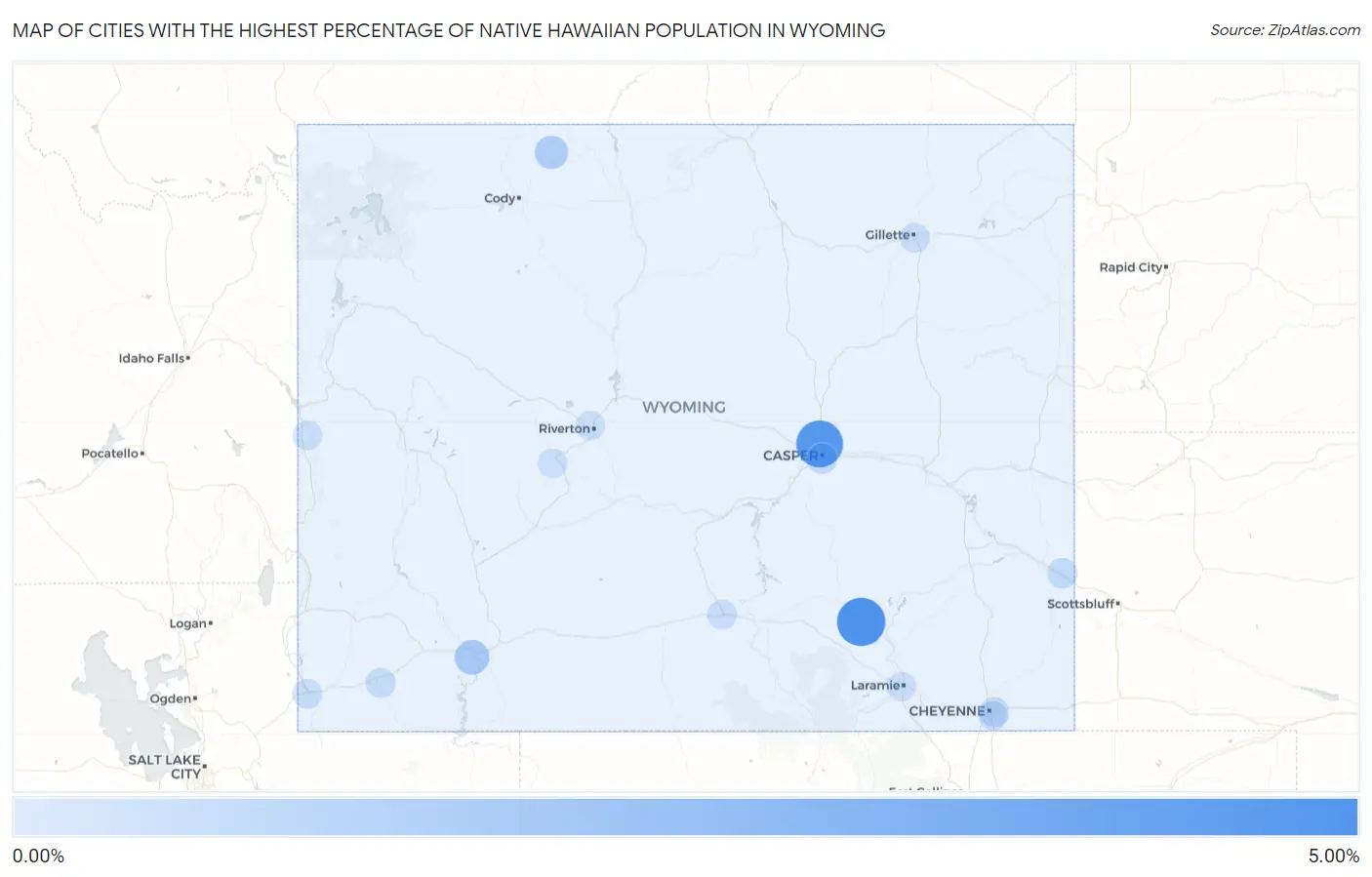 Cities with the Highest Percentage of Native Hawaiian Population in Wyoming Map