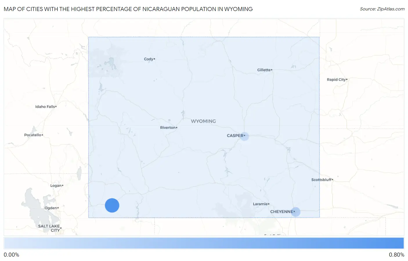 Cities with the Highest Percentage of Nicaraguan Population in Wyoming Map