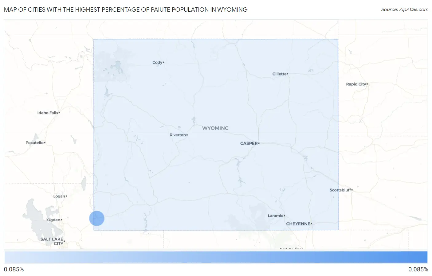 Cities with the Highest Percentage of Paiute Population in Wyoming Map