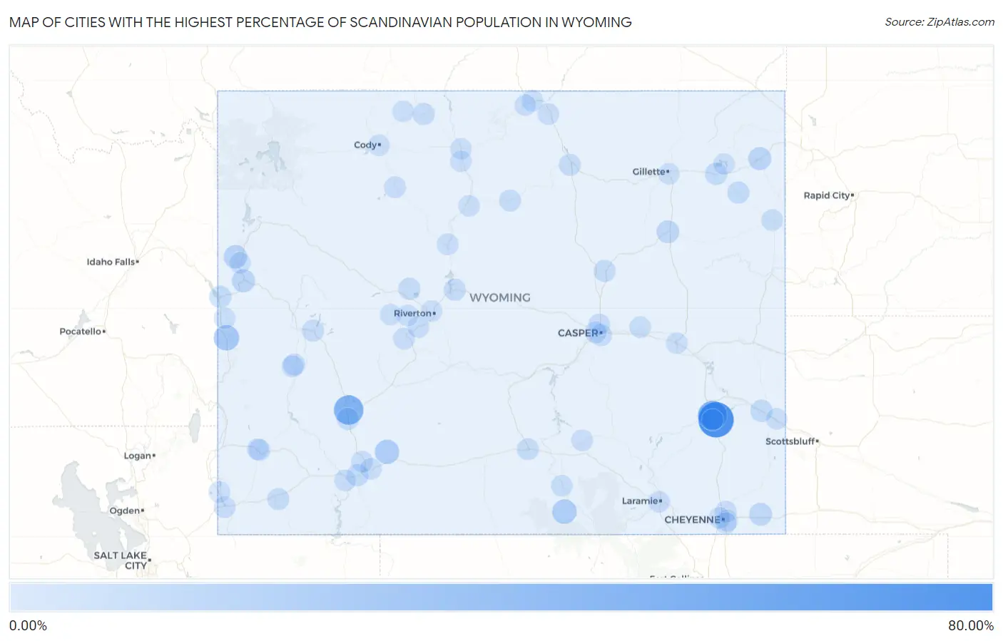 Cities with the Highest Percentage of Scandinavian Population in Wyoming Map