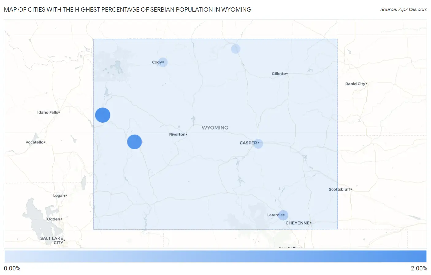 Cities with the Highest Percentage of Serbian Population in Wyoming Map