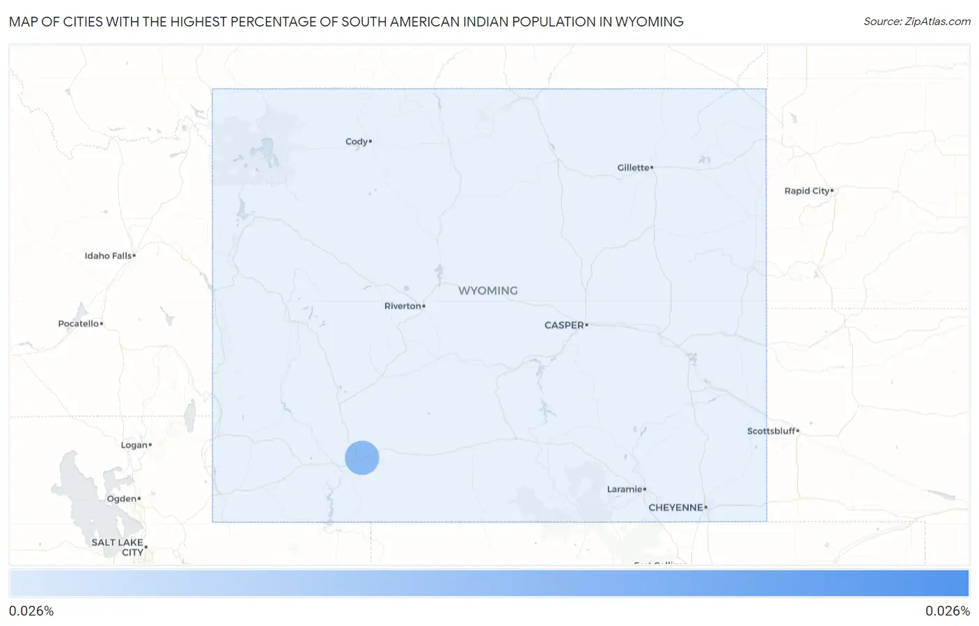 Cities with the Highest Percentage of South American Indian Population in Wyoming Map