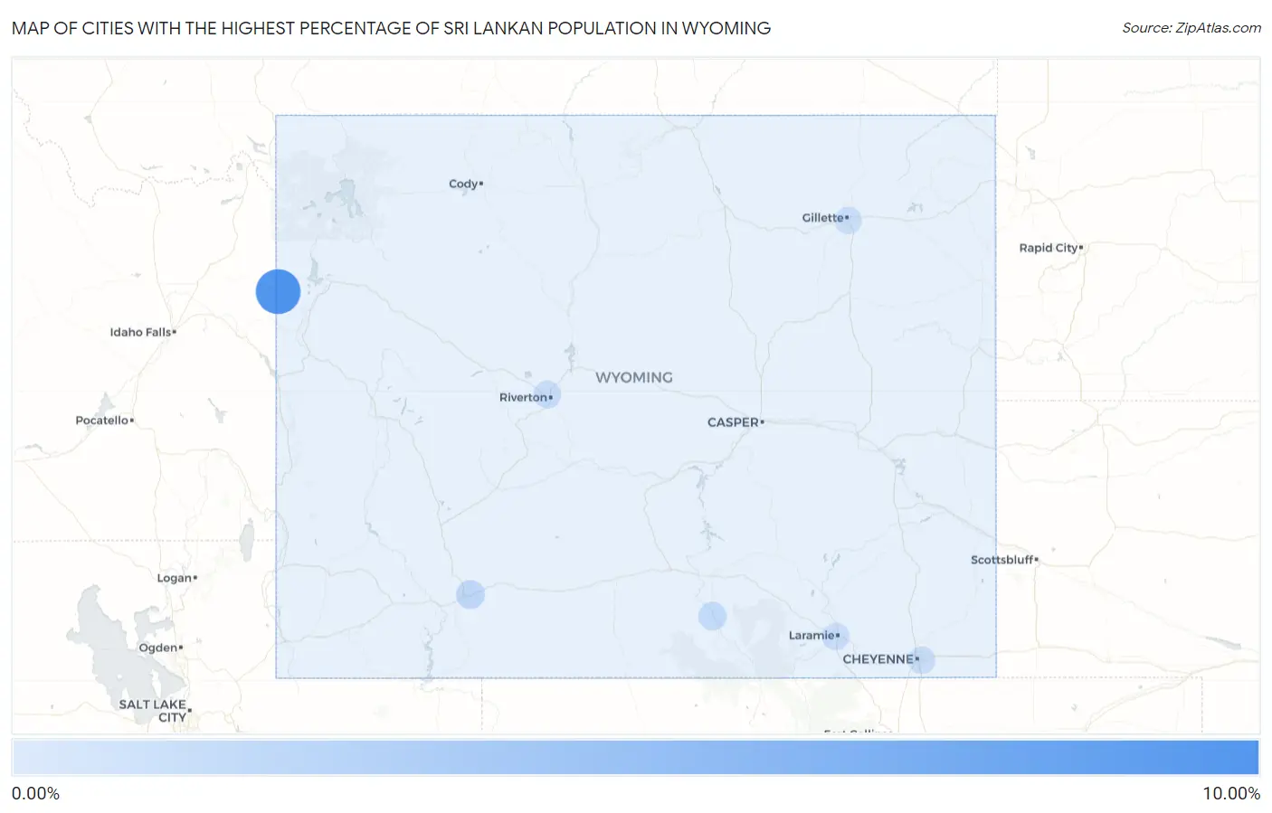 Cities with the Highest Percentage of Sri Lankan Population in Wyoming Map