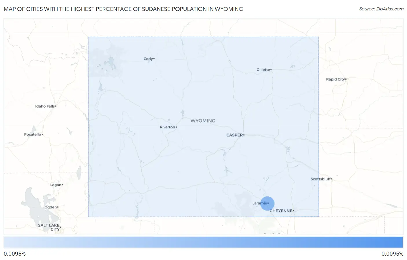 Cities with the Highest Percentage of Sudanese Population in Wyoming Map