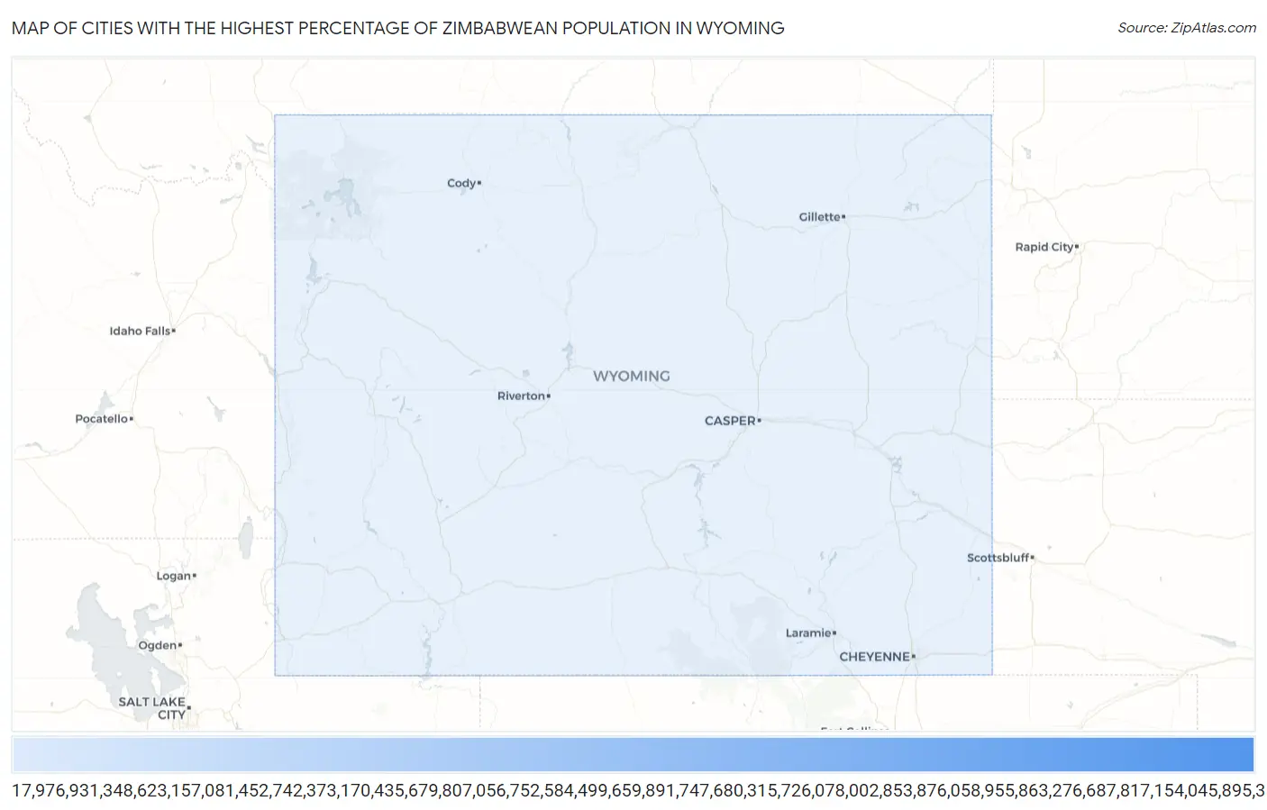 Cities with the Highest Percentage of Zimbabwean Population in Wyoming Map