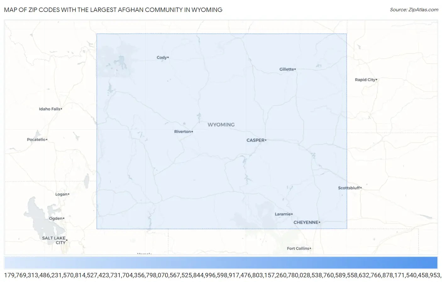 Zip Codes with the Largest Afghan Community in Wyoming Map
