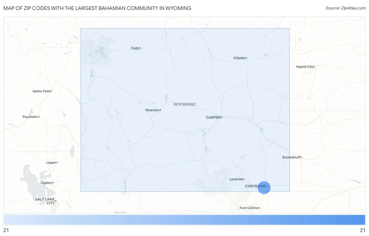 Zip Codes with the Largest Bahamian Community in Wyoming Map