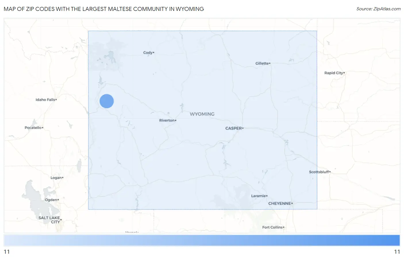Zip Codes with the Largest Maltese Community in Wyoming Map
