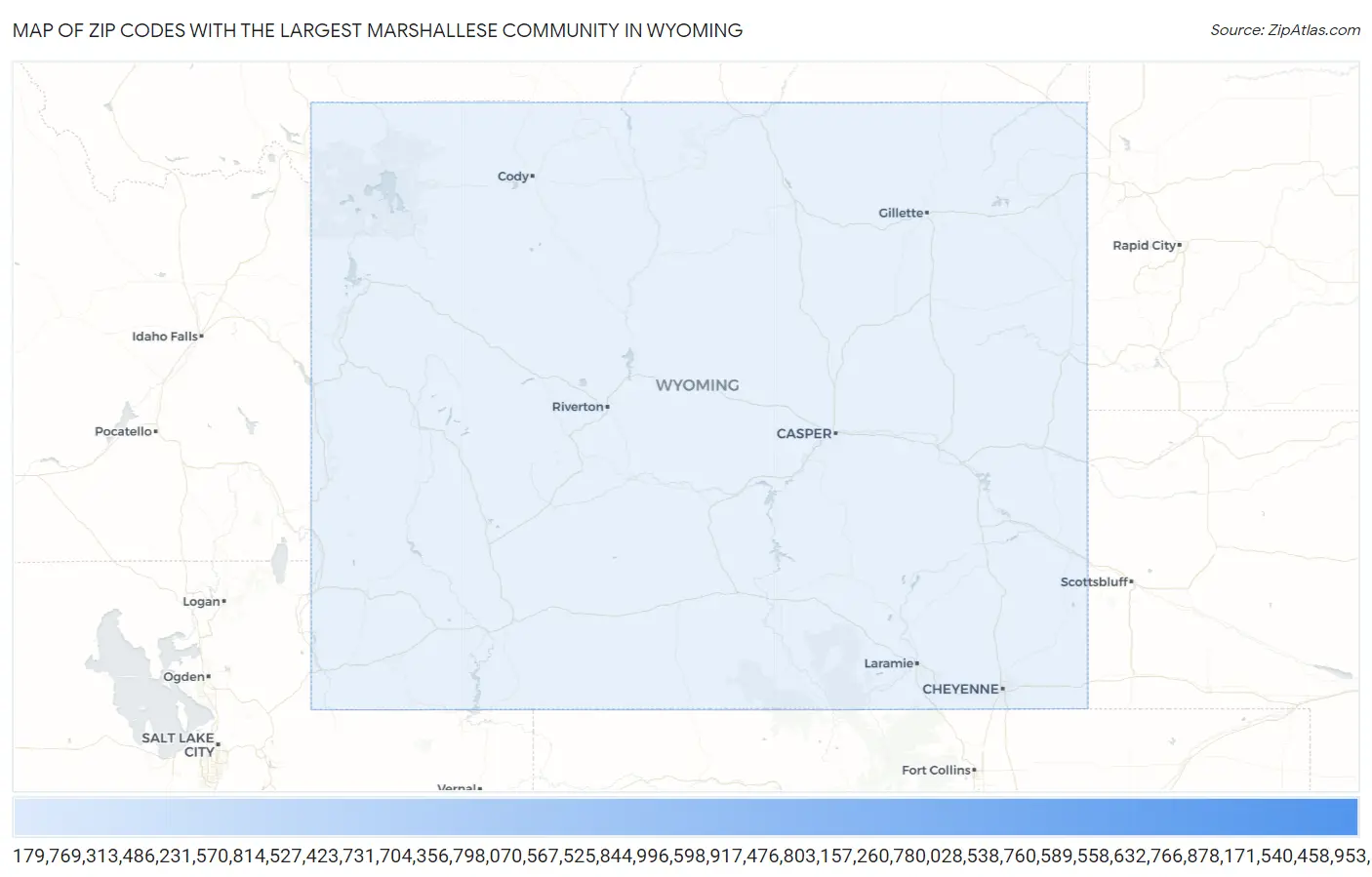Zip Codes with the Largest Marshallese Community in Wyoming Map
