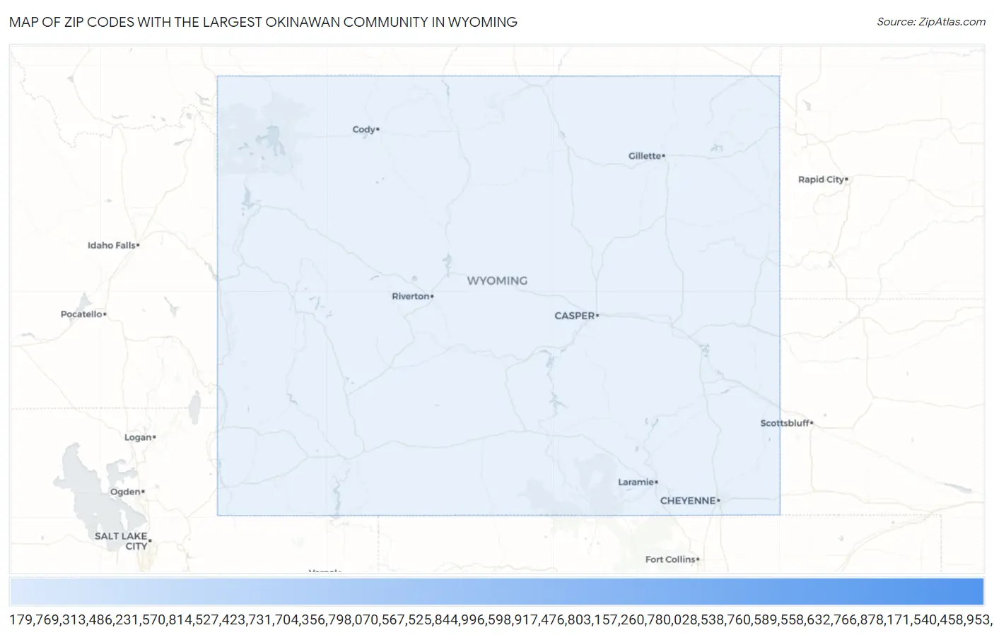 Zip Codes with the Largest Okinawan Community in Wyoming Map