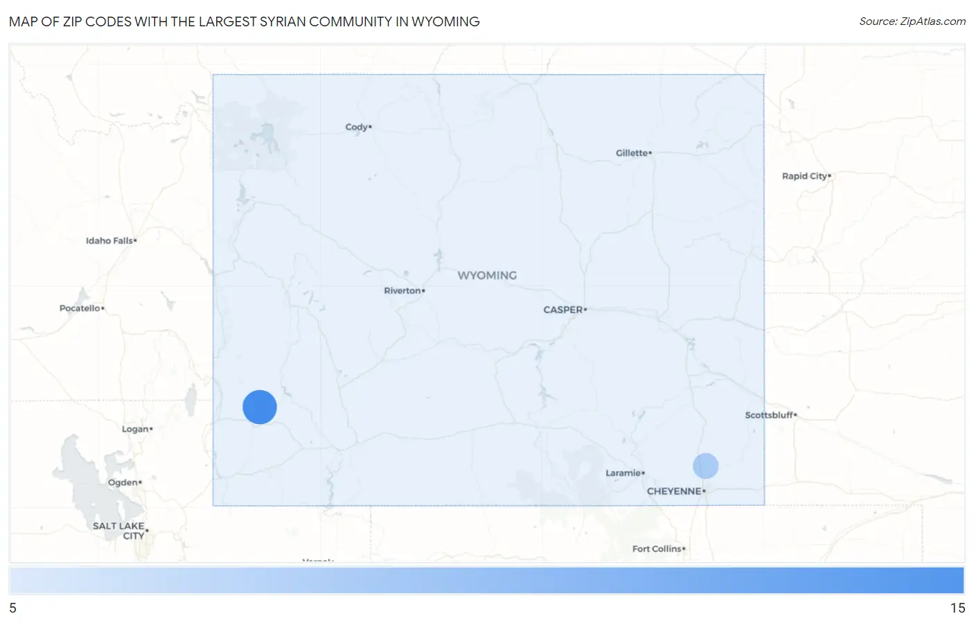 Zip Codes with the Largest Syrian Community in Wyoming Map