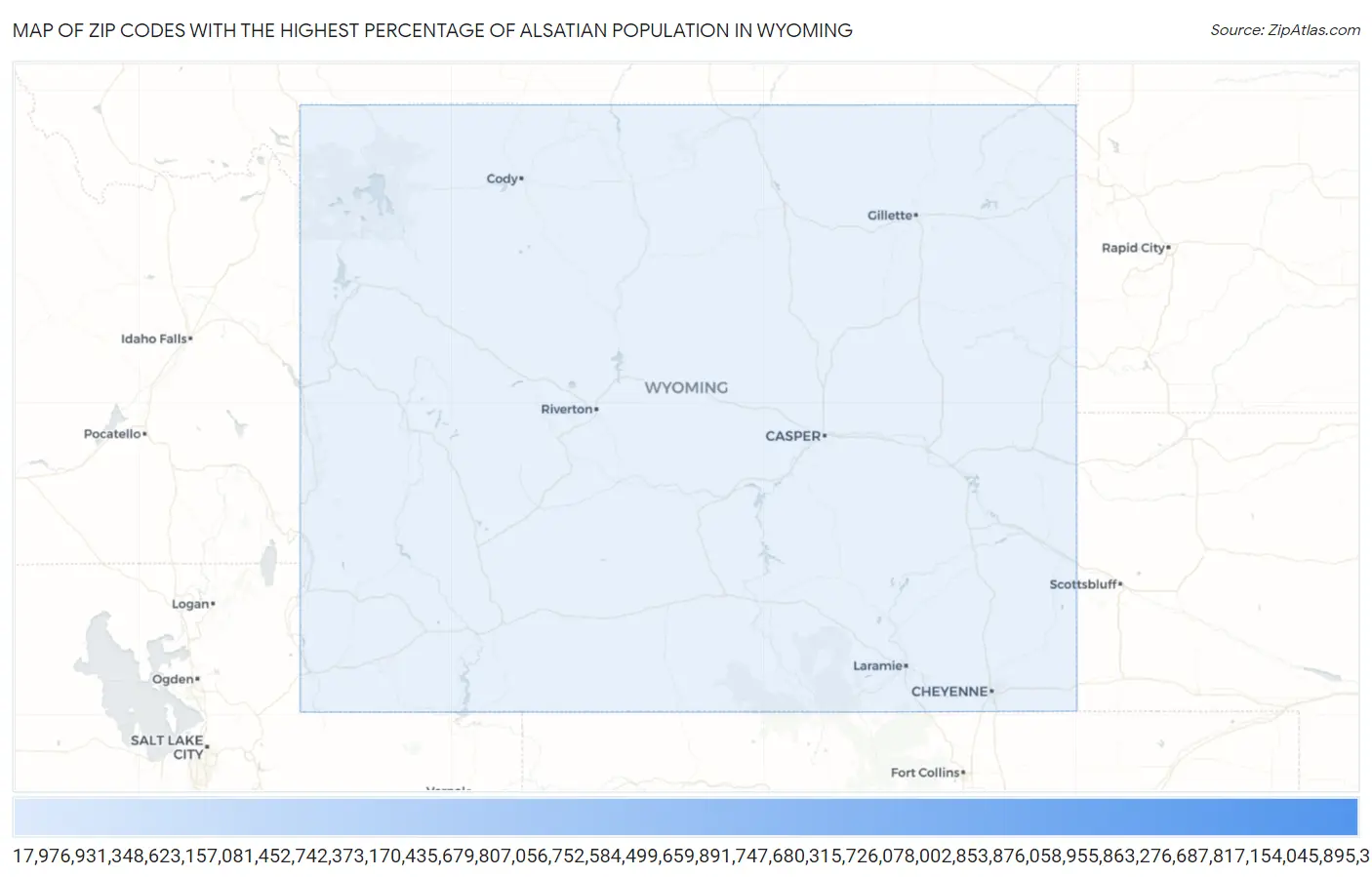 Zip Codes with the Highest Percentage of Alsatian Population in Wyoming Map