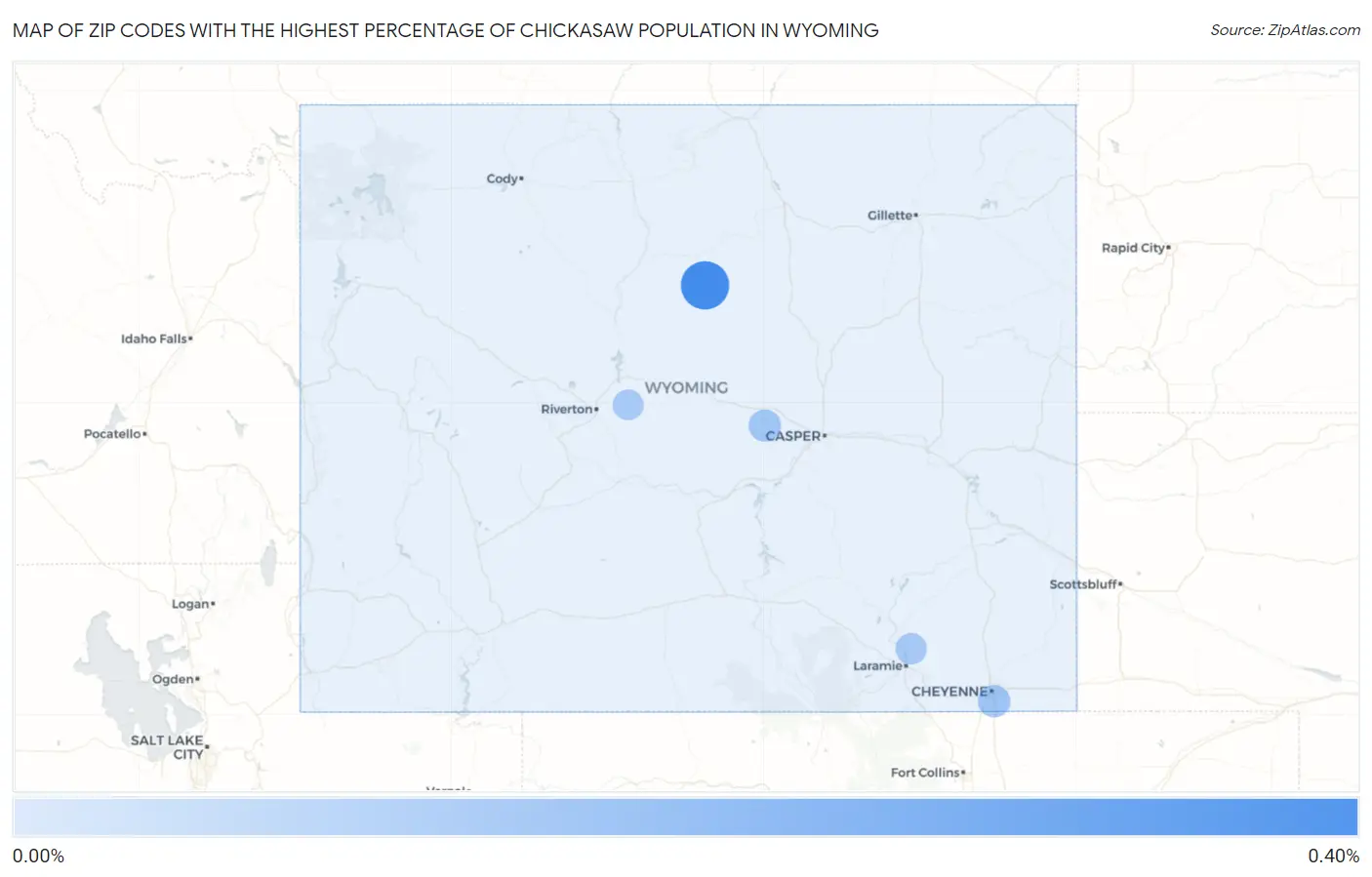 Zip Codes with the Highest Percentage of Chickasaw Population in Wyoming Map