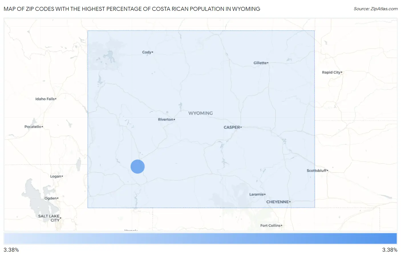 Zip Codes with the Highest Percentage of Costa Rican Population in Wyoming Map