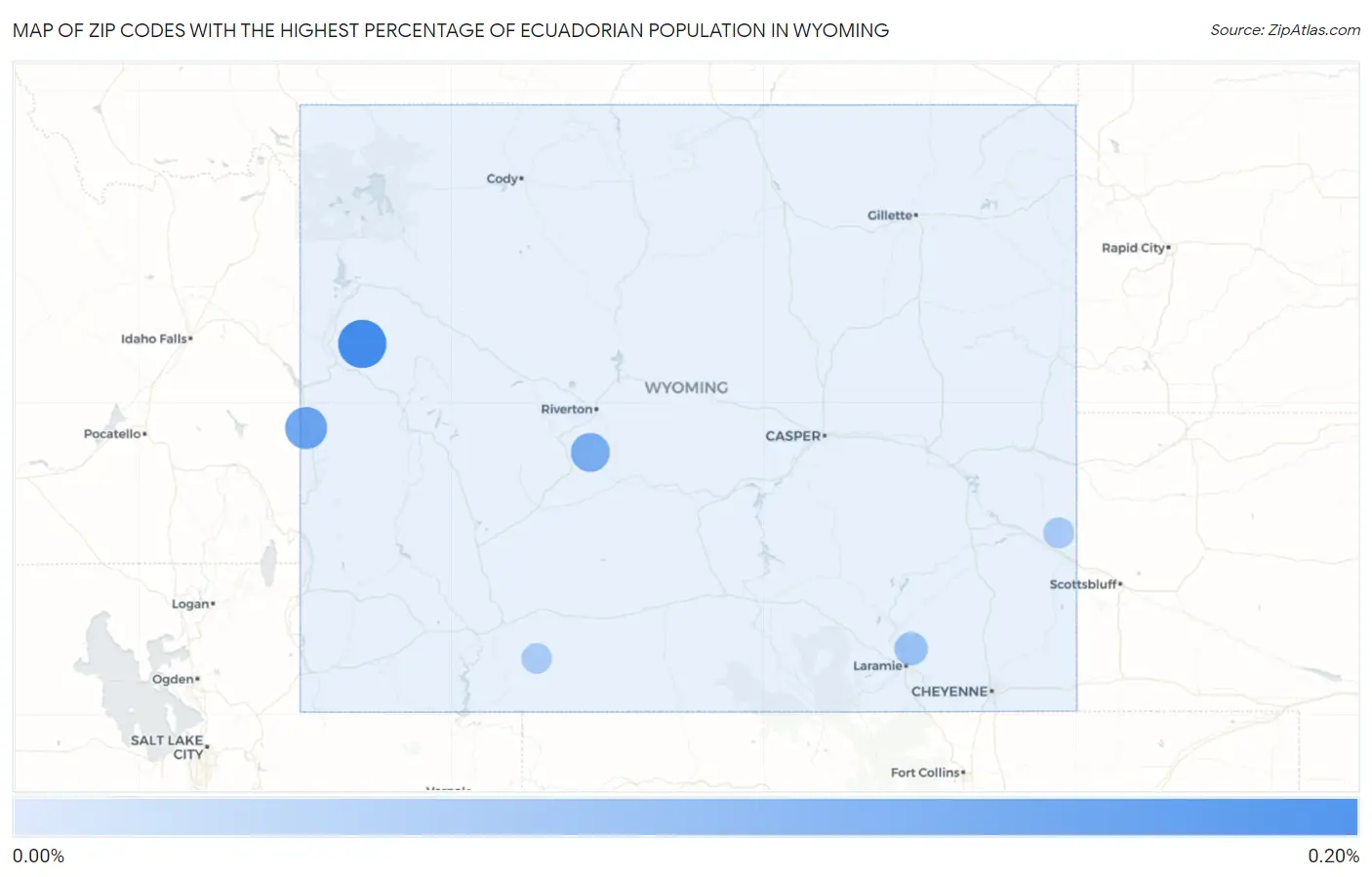 Zip Codes with the Highest Percentage of Ecuadorian Population in Wyoming Map