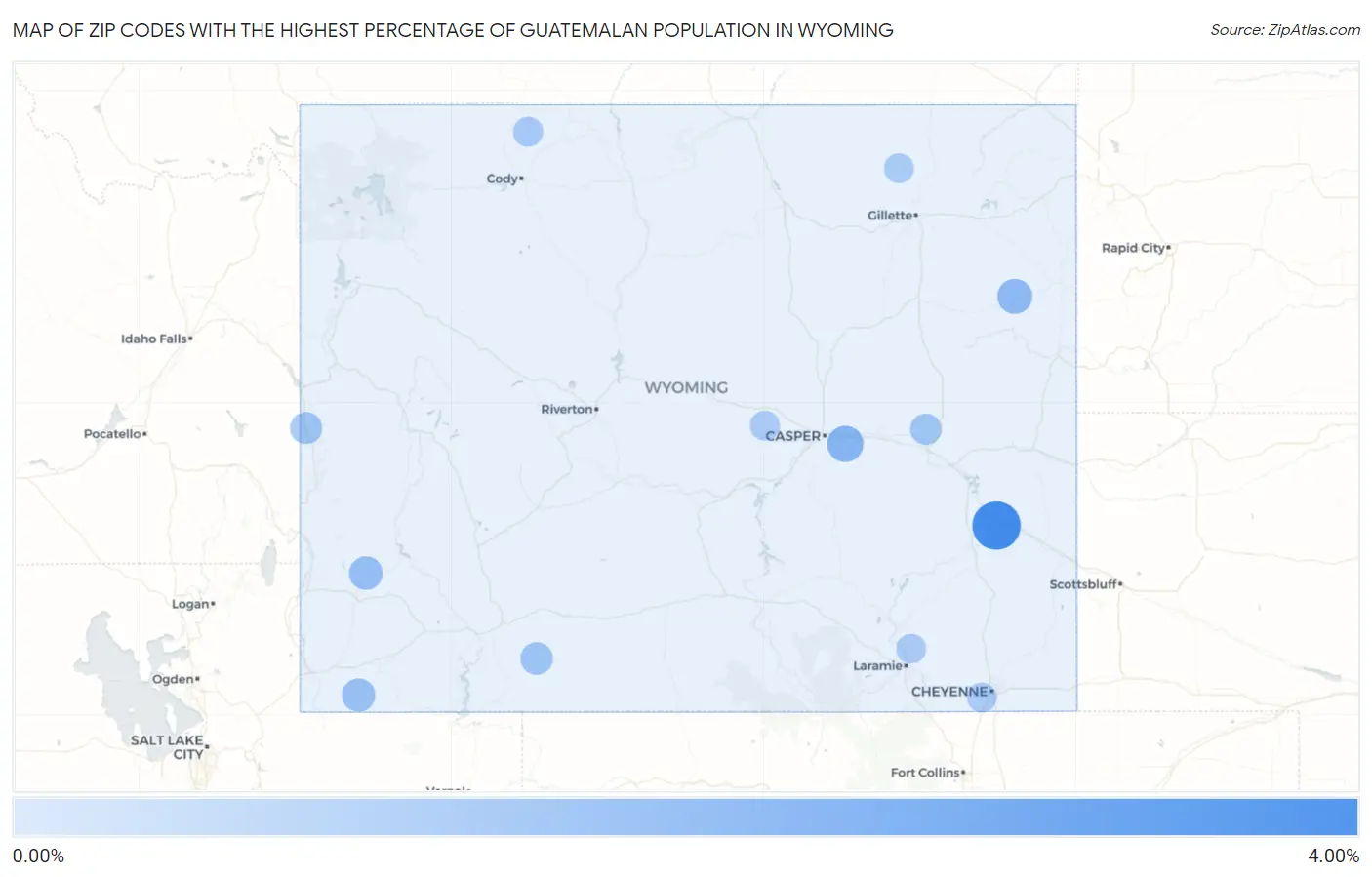 Zip Codes with the Highest Percentage of Guatemalan Population in Wyoming Map