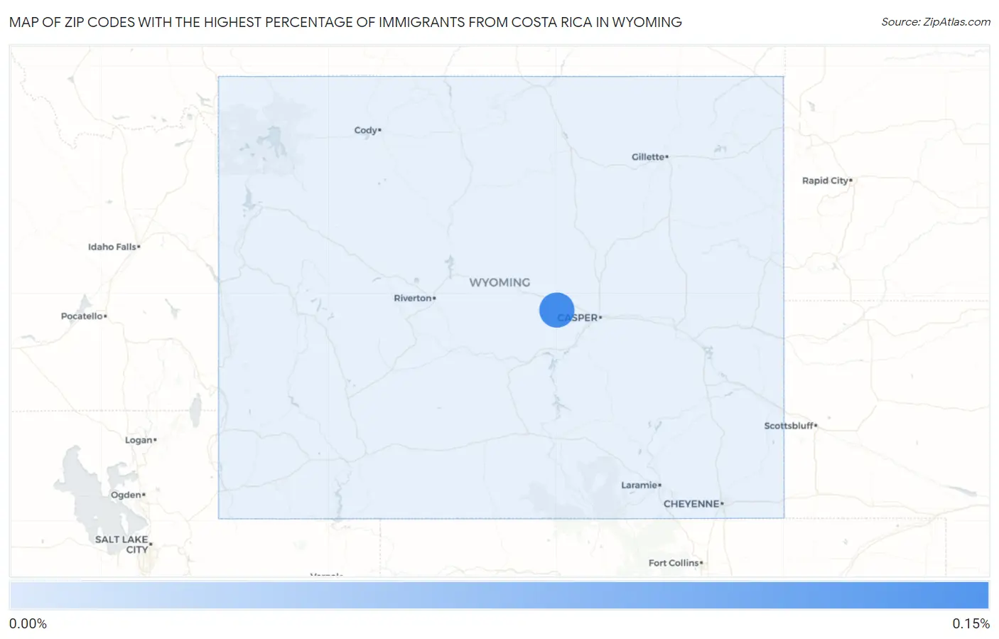 Zip Codes with the Highest Percentage of Immigrants from Costa Rica in Wyoming Map