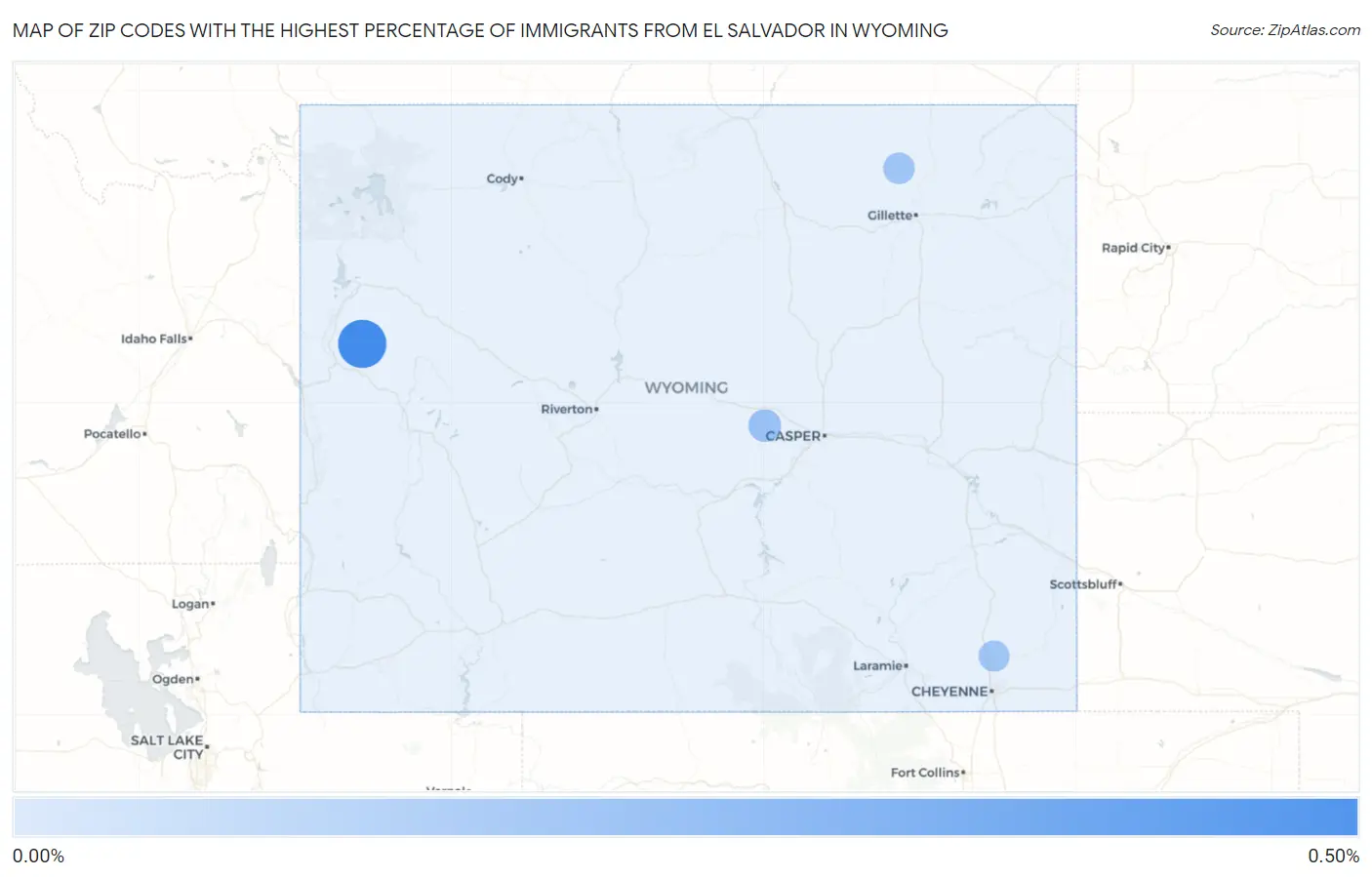 Zip Codes with the Highest Percentage of Immigrants from El Salvador in Wyoming Map