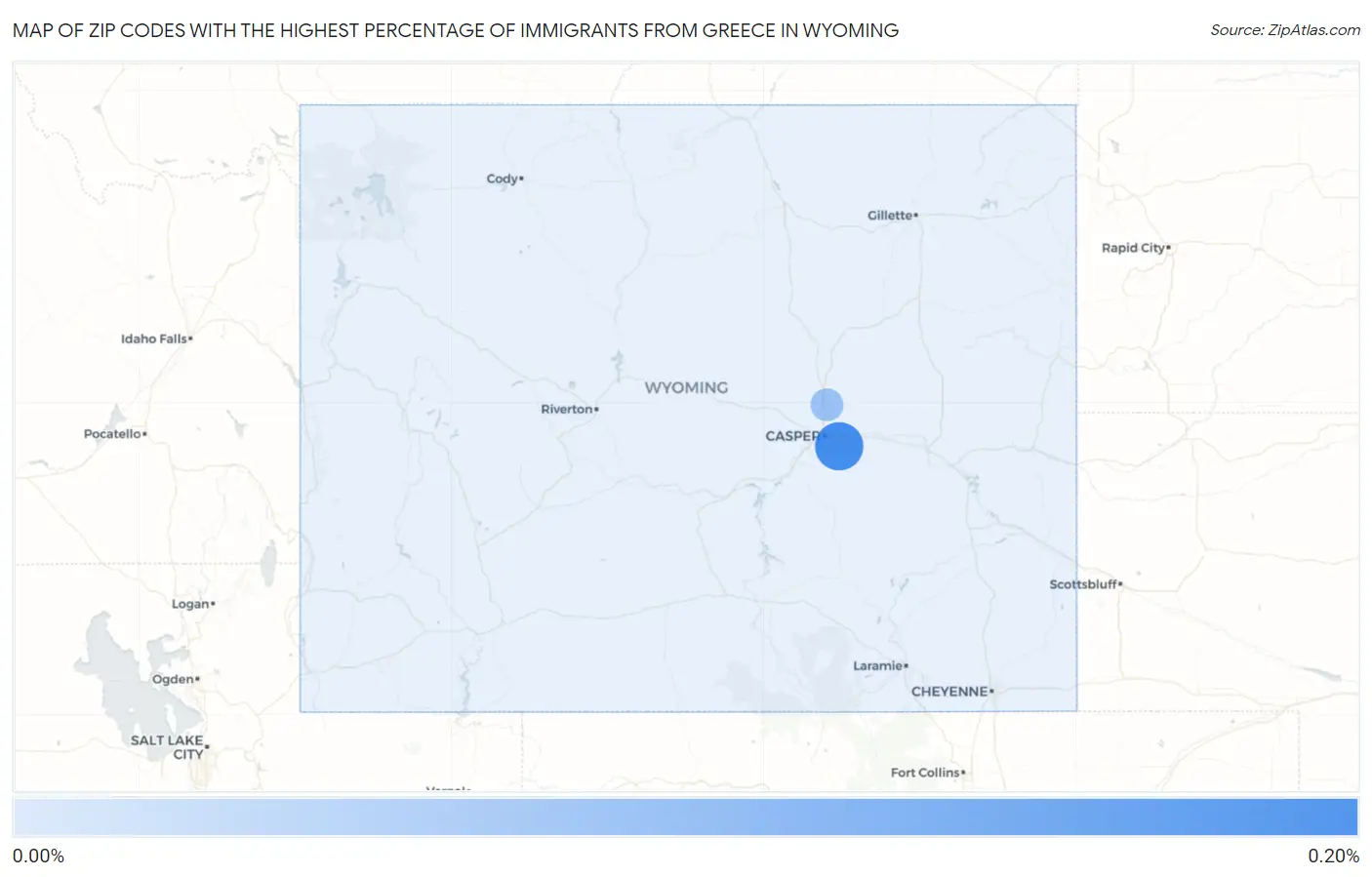 Zip Codes with the Highest Percentage of Immigrants from Greece in Wyoming Map