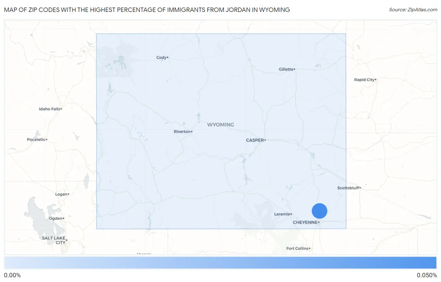 Zip Codes with the Highest Percentage of Immigrants from Jordan in Wyoming Map