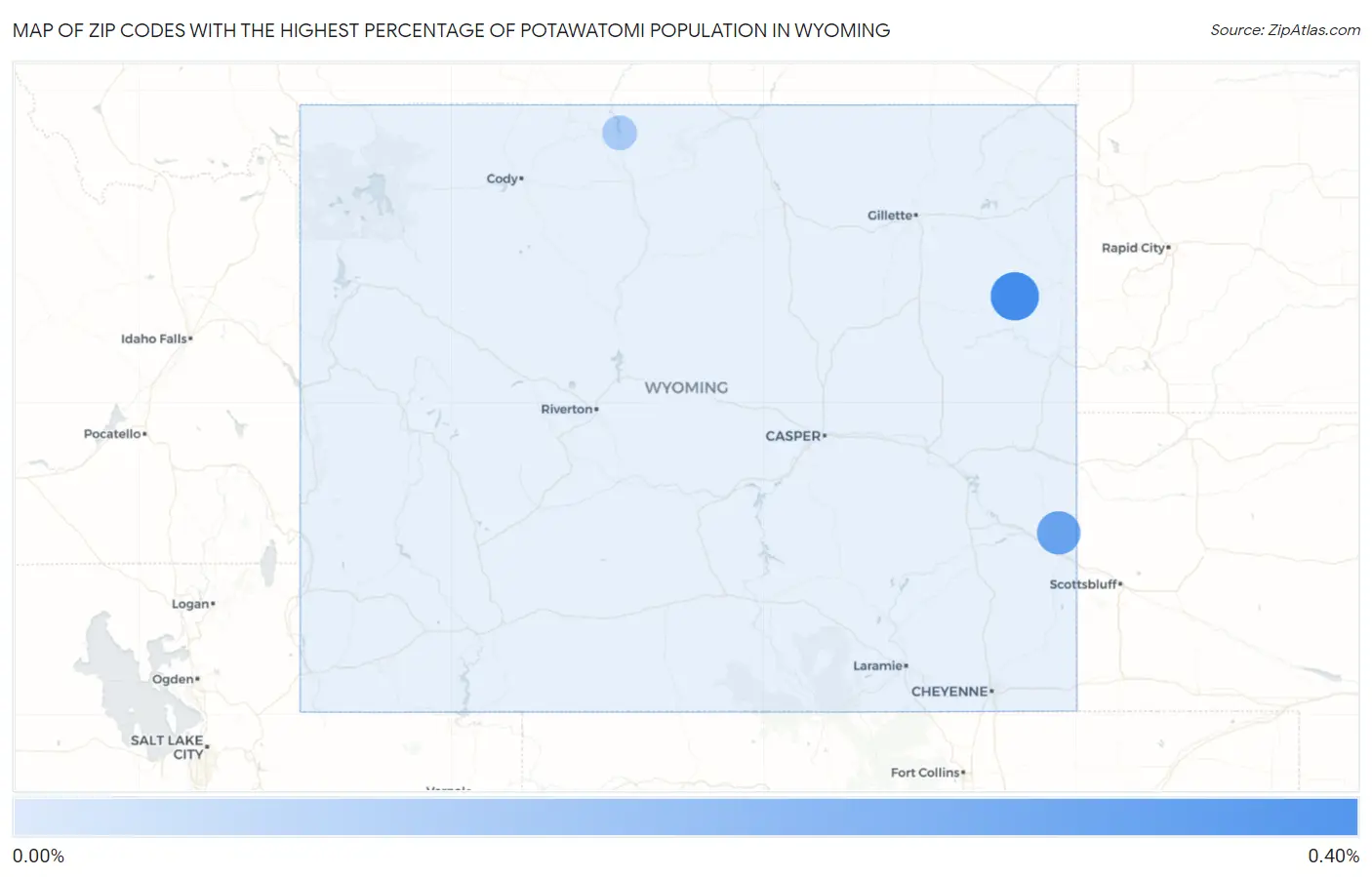 Zip Codes with the Highest Percentage of Potawatomi Population in Wyoming Map
