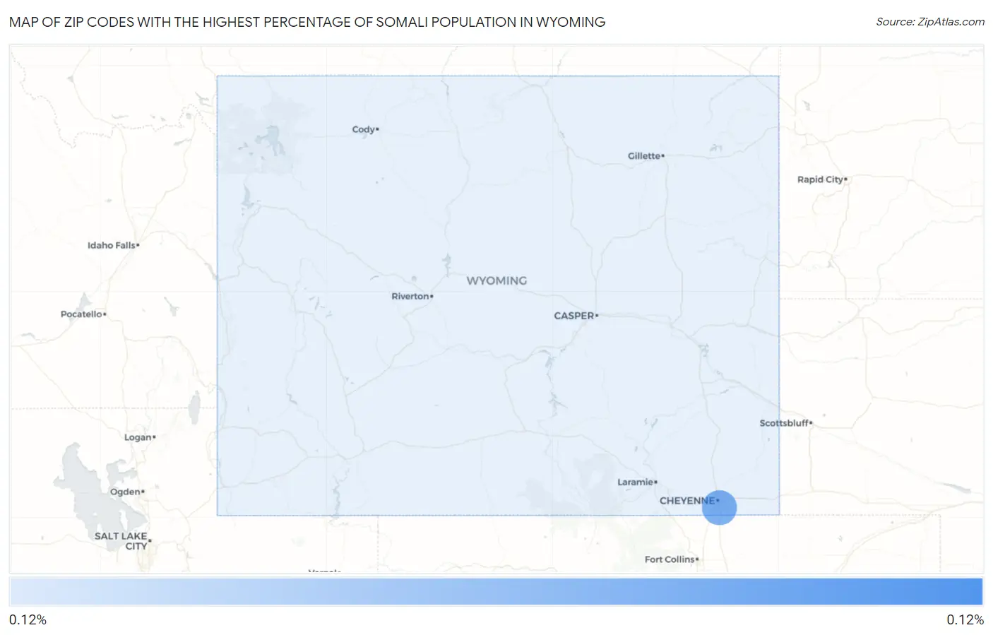 Zip Codes with the Highest Percentage of Somali Population in Wyoming Map