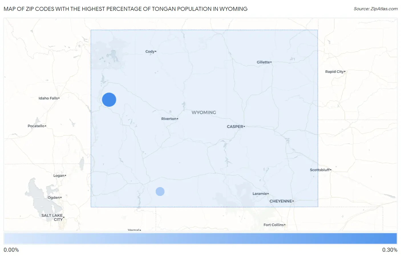 Zip Codes with the Highest Percentage of Tongan Population in Wyoming Map