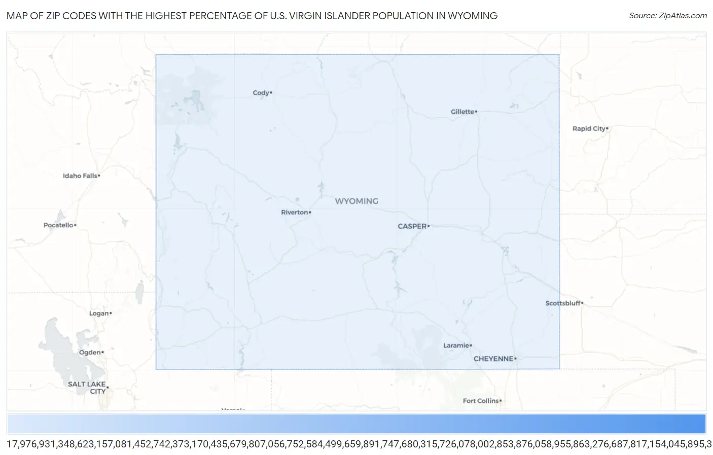 Zip Codes with the Highest Percentage of U.S. Virgin Islander Population in Wyoming Map