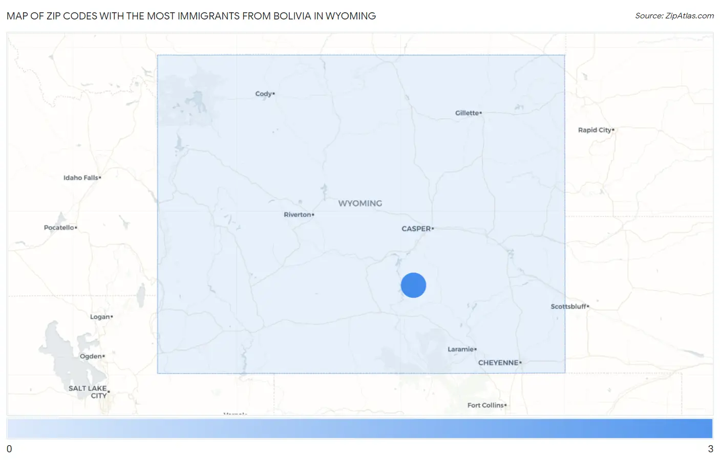 Zip Codes with the Most Immigrants from Bolivia in Wyoming Map
