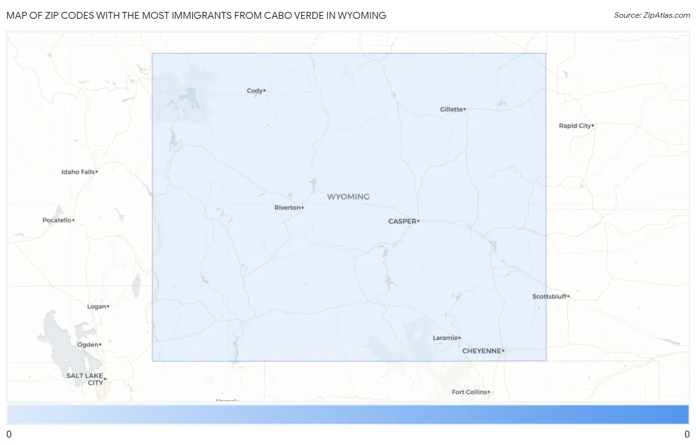 Zip Codes with the Most Immigrants from Cabo Verde in Wyoming Map