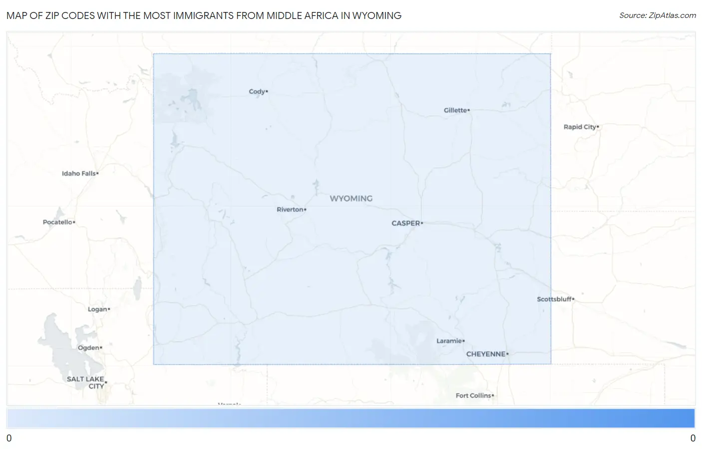 Zip Codes with the Most Immigrants from Middle Africa in Wyoming Map